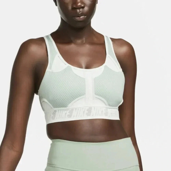NEW Nike Dri-FIT ADV Swoosh Medium-Support Sports Bra Scoop Neck Green Womens M - Picture 1 of 8